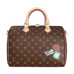 Louis Vuitton Brown Monogram Satchel with Patches